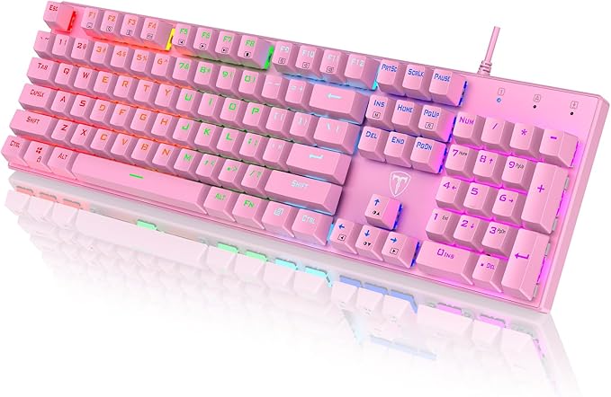 RisoPhy Mechanical Gaming Keyboard, RGB 104 Keys Ultra-Slim LED Backlit USB Wired Keyboard with Blue Switch, Durable Abs Keycaps/Anti-Ghosting/Spill-Resistant Computer Keyboard for PC Mac Xbox Gamer