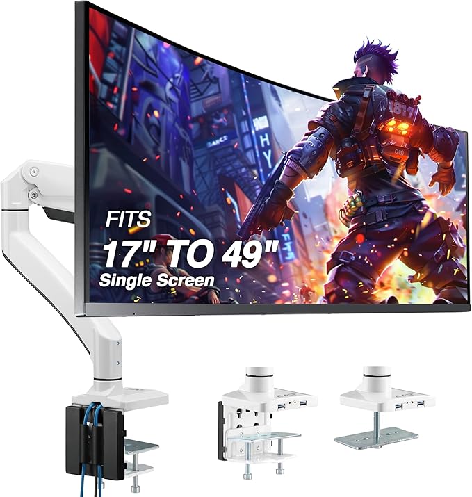 AVLT Single 17"-49" Super Ultrawide Monitor Arm Desk Mount Black
