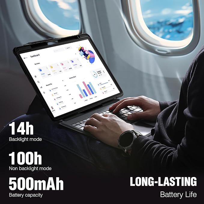 Nillkin iPad Air 13 inch Case Keyboard (M3 2025/M2 2024) & iPad Pro 12.9 inch (6th/5th/4th/3rd), Detachable Keyboard with Multi-Touch Trackpad, Pencil Holder & Camera Cover, Rugged Protective