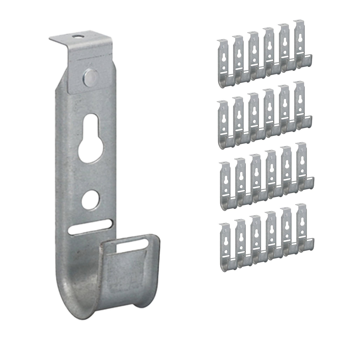 ICC 4-Inch Ceiling J Hook Cable Management Hook, Retainer Clip, 25-Pack