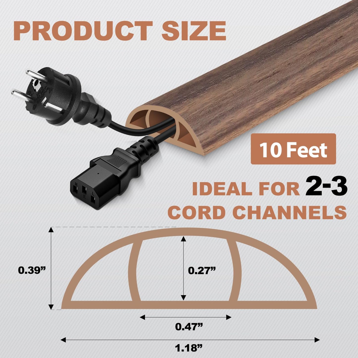 EYAYEN Floor Cord Cover for Wires on Floor Self Adhesive Cord Hider