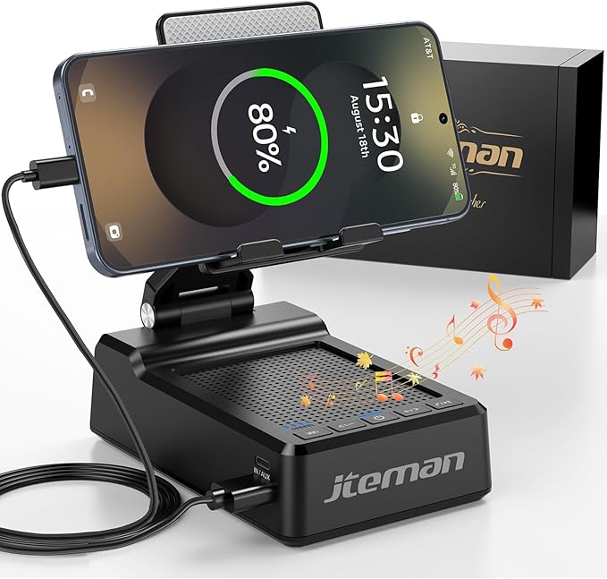 JTEMAN Phone Stand with Bluetooth Speaker and Charging Function