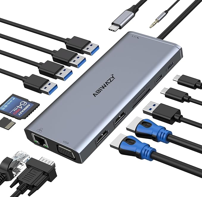USB C Docking Station Dual Monitor Triple Display USBC Hub Multiple Adapter