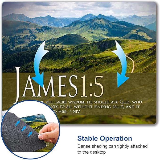 Mouse Pad, Mountains Mouse Pad Custom Design, Square Waterproof Mouse Pad Non-Slip Rubber Base MousePads for Office Laptop, 9.5"x7.9"x0.12" Inch(Bible Verse)