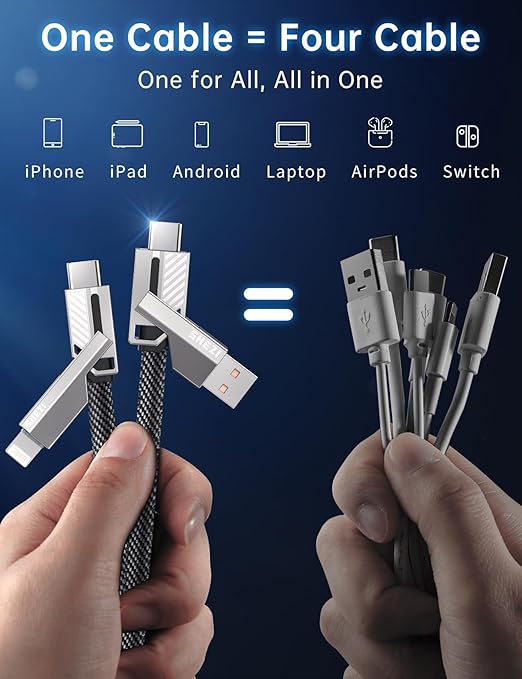 240W 4 in 1 USB C to Lightning Cable, Super Fast Charging & Data Transfer