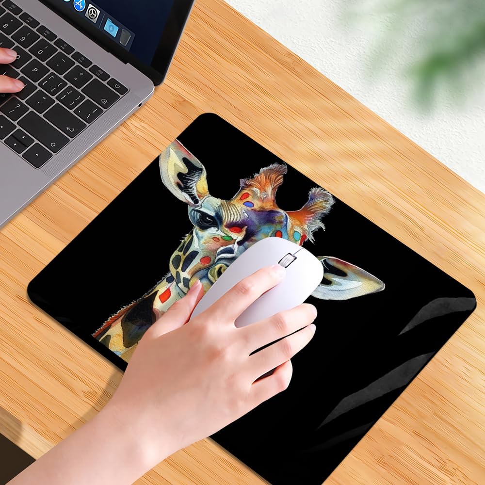 Square Mouse Pad Colorful Artistic Giraffe-1,Gaming Mouse Pads for Desk,Soft Computer Waterproof Non-Slip Mouse Mat