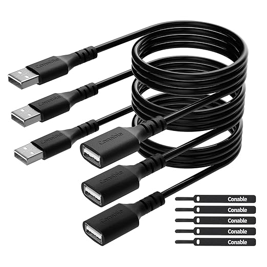 Active USB Extension Cable 50 Feet, USB 2.0 A Male to Female Cord (from 2ft to 150ft for Selection), with an Extension Chipset Signal Booster, 22AWG Tinned Pure Copper, (AC Power Supply Included)