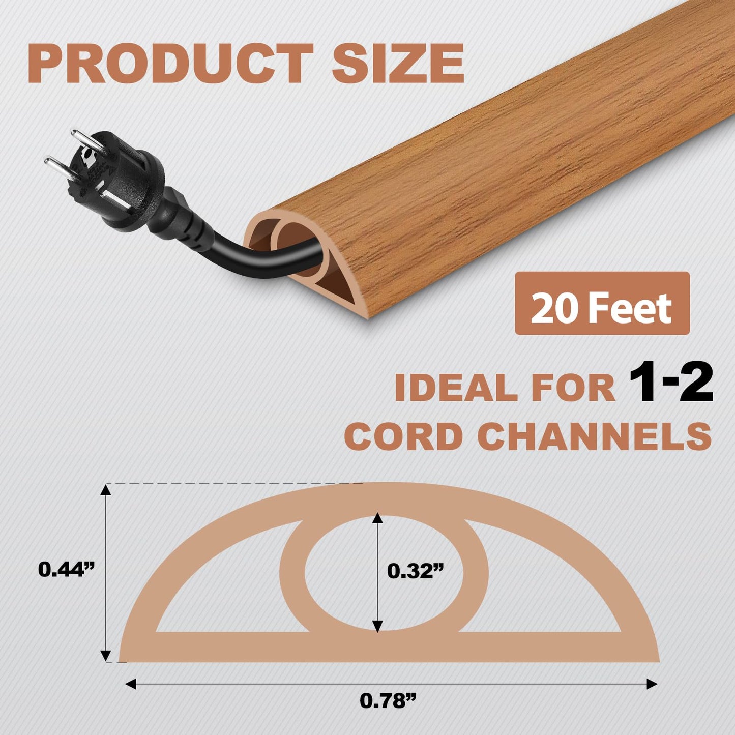 EYAYEN Floor Cord Cover for Wires on Floor Self Adhesive Cord Hider