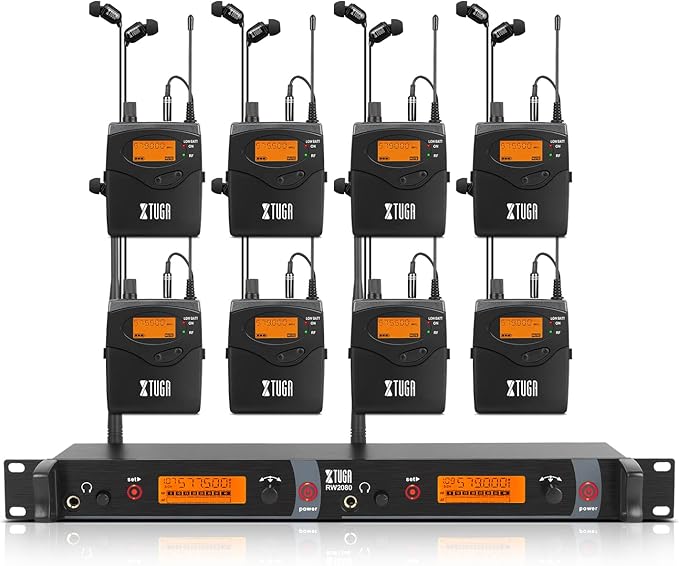 XTUGA RW2080 Wireless in Ear Monitor System,8 Bodypacks UHF IEM(902-928mhz)