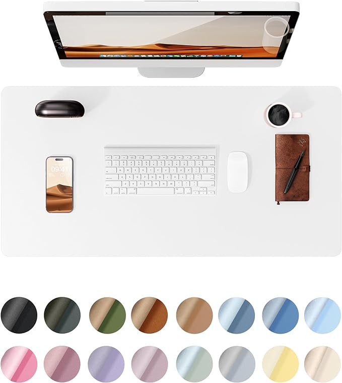 YSAGi Leather Desk Pad Protector, Office Desk Mat, Large Mouse Pad, Non-Slip PU Leather Desk Blotter, Laptop Desk Pad, Waterproof Desk Writing Pad for Office and Home (Light Grey — 기타