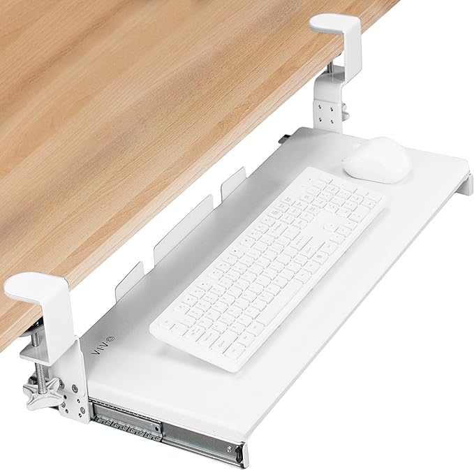 VIVO Large Height Adjustable Under Desk Keyboard Tray, C-clamp Mount System, 27 (33 Including Clamps) x 11 inch Slide-Out Platform Computer Drawer for Typing, MOUNT-KB05HD