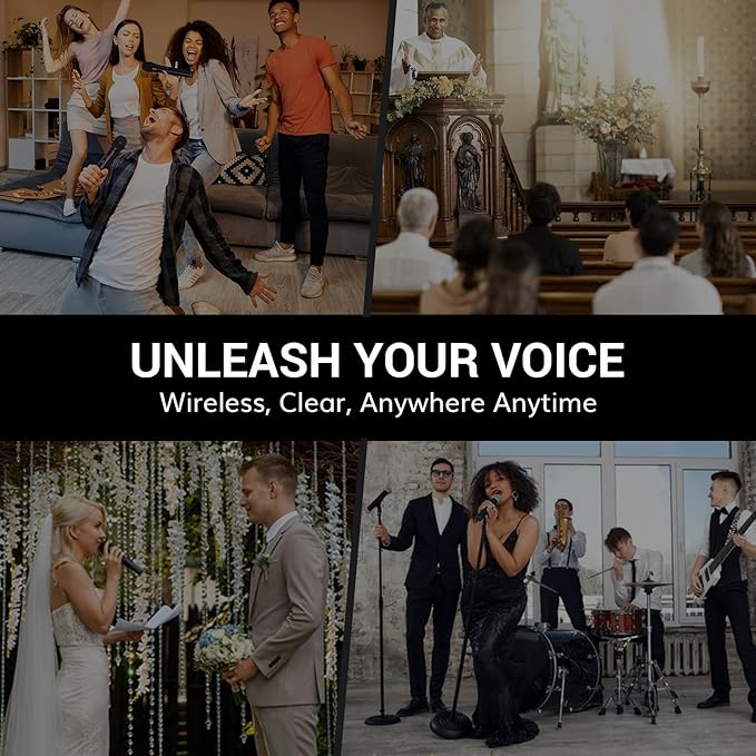 TONOR Wireless Microphones System with 8x12 Channels Headset/Lavalier Lapel Mics, Bodypack Transmitter, Receiver, 295ft UHF Range for Church Conference Performance Singing Karaoke PA Speaker Mixer