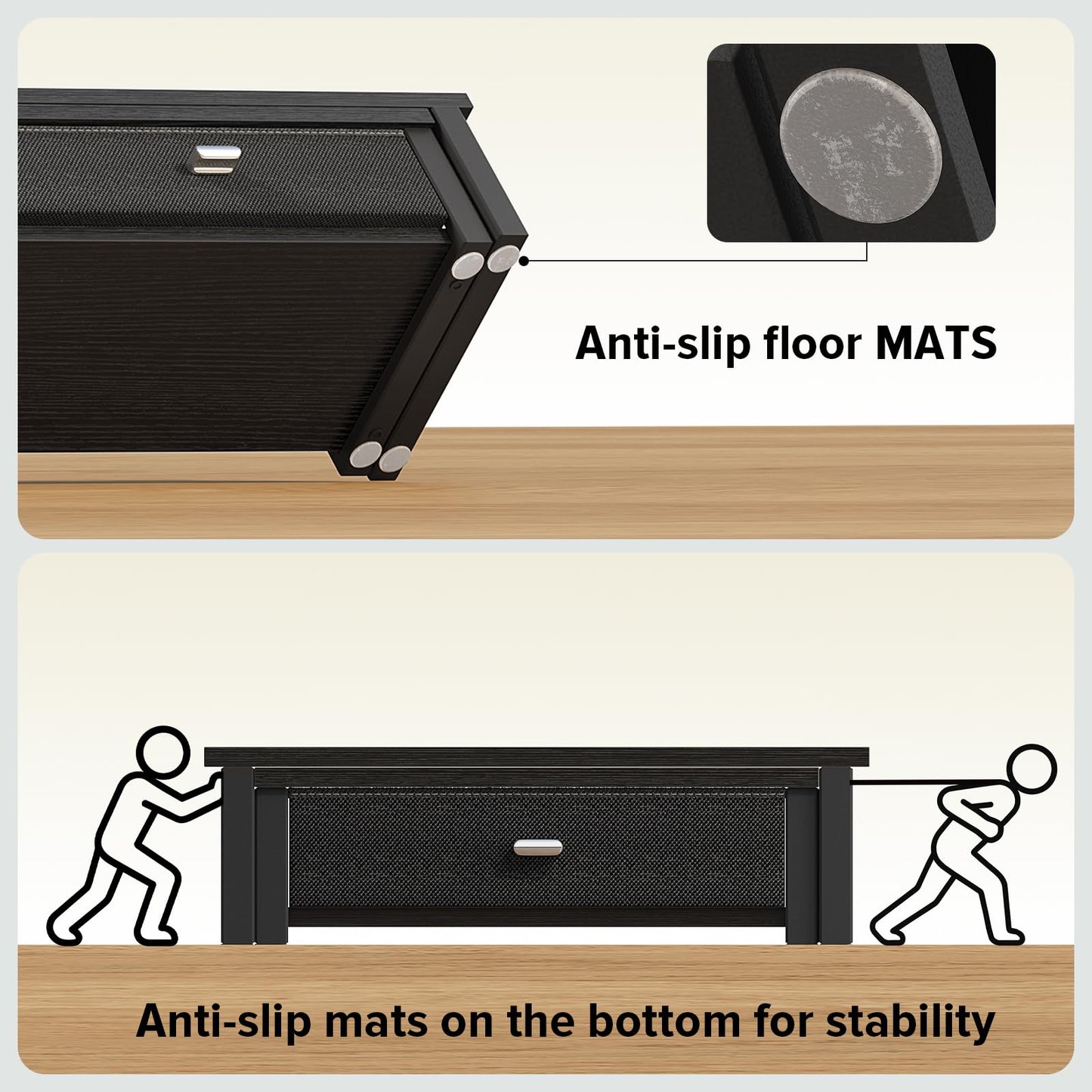 WOHOMO Dual Monitor Stand Riser with Drawers, Wood Desk Organizers for 2 Monitors, Desktop Storage Stand for Computer, Laptop, Black