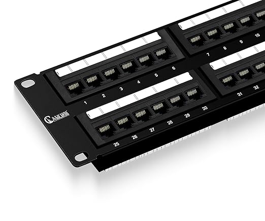 NewYork Cables 12 Port Vertical Cat6 Patch Panel β 10Gb Ethernet, 1U Wall Mount, T568A/B Color-Coded, Unshielded Keystone, 110/Krone Compatible, with Back Bar, Cable Ties & Screws