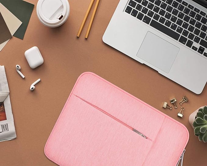 Lacdo Laptop Sleeve Case for 14 inch New MacBook Pro M4/M3/M2/M1 Chips Pro Max A3112 A3401 A3185 A2918 A2992 A2779 2024-2021, 13.8" 13.5" Microsoft Surface Laptop 7th 6 5 4 3 Computer Bag, Peach
