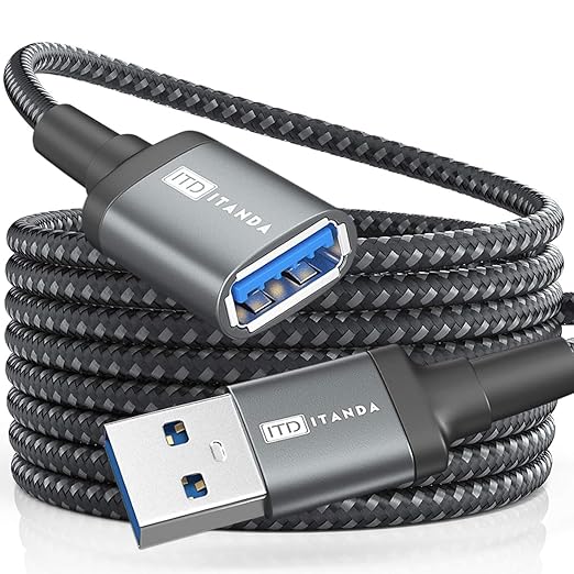 USB Extension Cable 6FT USB 3.0 Extender Type A Male to Female Cord Black