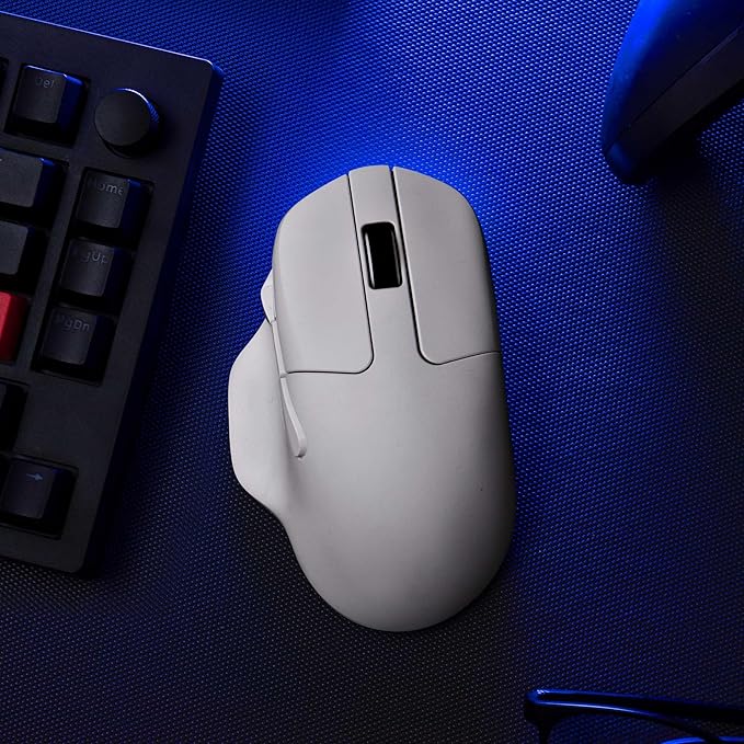 Keychron M7 Wireless Computer Mouse, 26K DPI Optical Computer Mouse, 2.4 GHz/Bluetooth/Wired with Macro Button 63g Lightweight Ergonomic, Up to 70 Hours Worktime for Laptop macOS/Windows - White