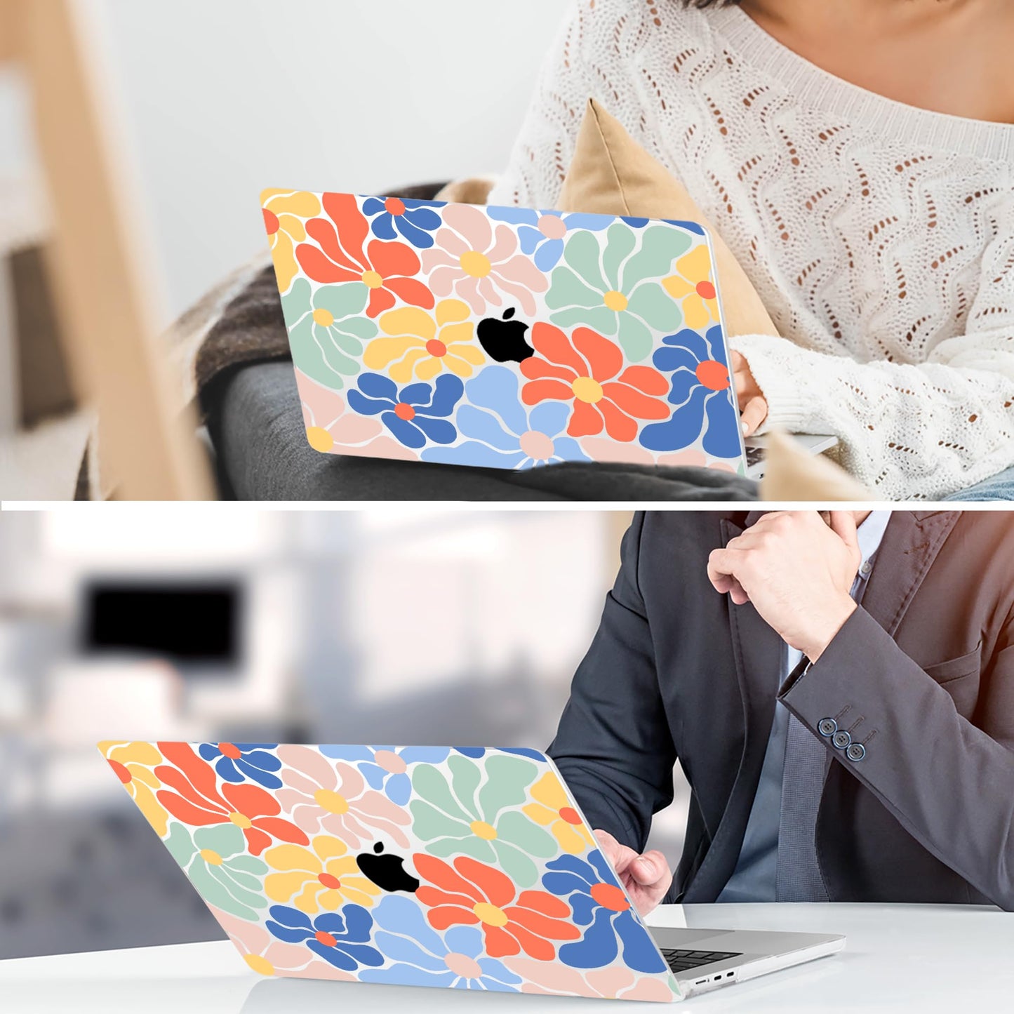 TWOLSKOO for MacBook Air 15 inch Case 2026 2025 2024 2023 Release M5 A3448 M4 A3241 M3 A3114 M2 A2941, Plastic Hard Shell & Screen Protector & Keyboard Cover & Type C Adapter, Chamomile Blue