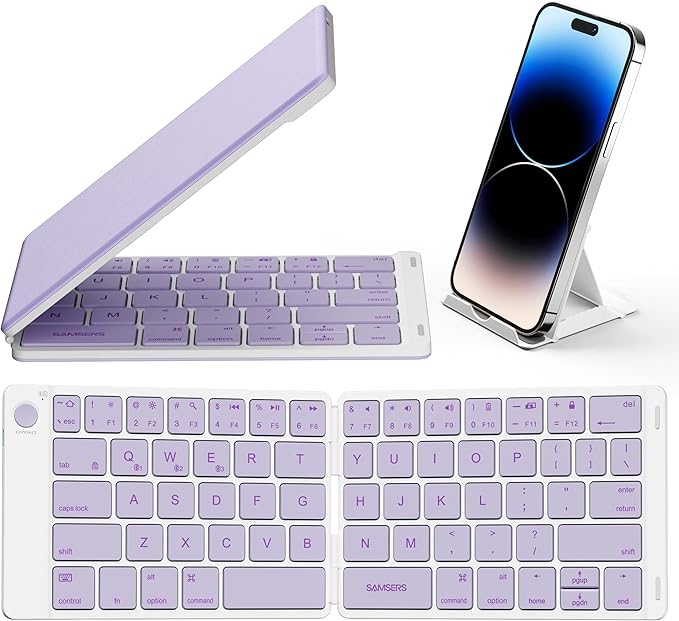 Samsers Ultra Slim Foldable Bluetooth Keyboard for Phone Tablet PC
