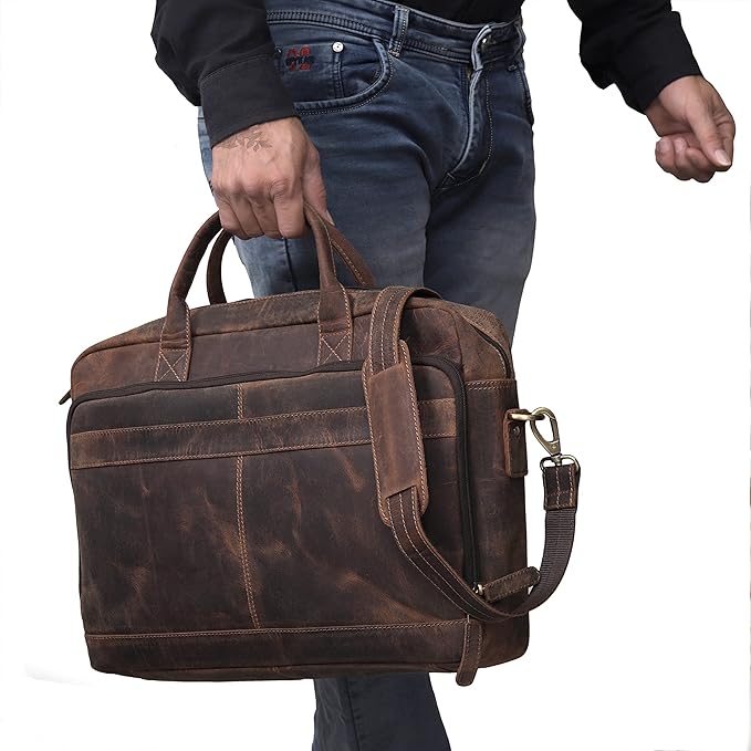 VC VINTAGE COUTURE Leather briefcase bag for men Leather Laptop Bags For Men and Women Travel Messenger Bag