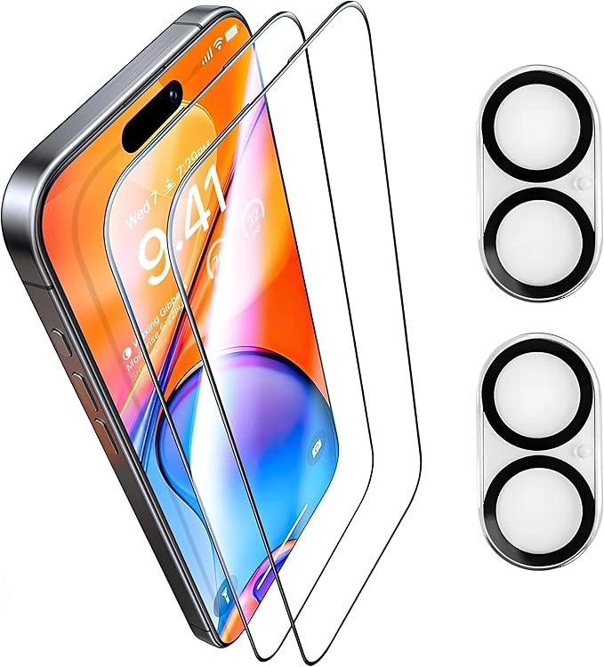 ARERCO 2 Pack Screen Protector for iPhone 16 Pro +2 Camera Lens Cover