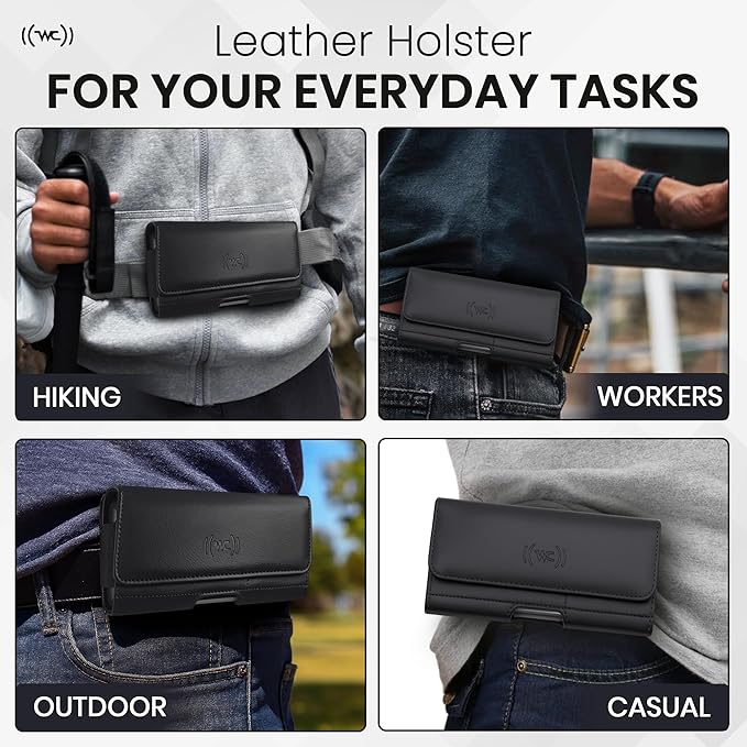 Credit Card Slot Phone Holster for Men & Women โ Leather Cell Phone Case & Phone Pouch with Belt Clip/Loop Holder, Fits iPhone Air 2025, 16 Plus, 15 Plus, 14 Plus, 11 Pro Max, XS Max