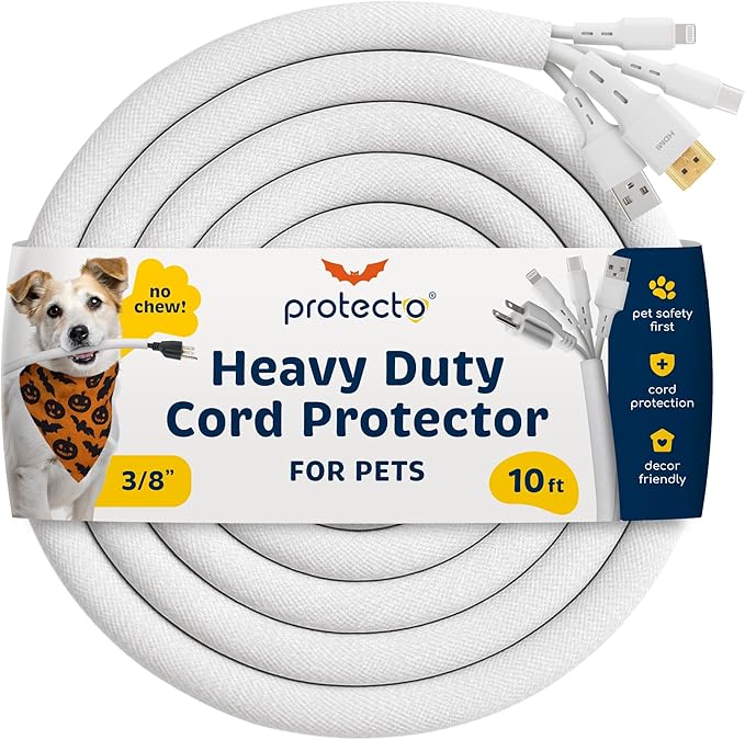 PROTECTO 2PK Heavy Duty 7ft Cord Protectors from Pets No Chew Solution 1/5"