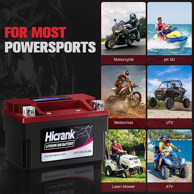 YTX12-BS 12V 6Ah,360CCA LiFePO4 Lithium Motorcycle Battery,Powersports Battery for Honda KTM Yamaha Harley Fit ATV, UTV, Scooter, Motocross, Lawn Mower, Jet Ski, Polaris