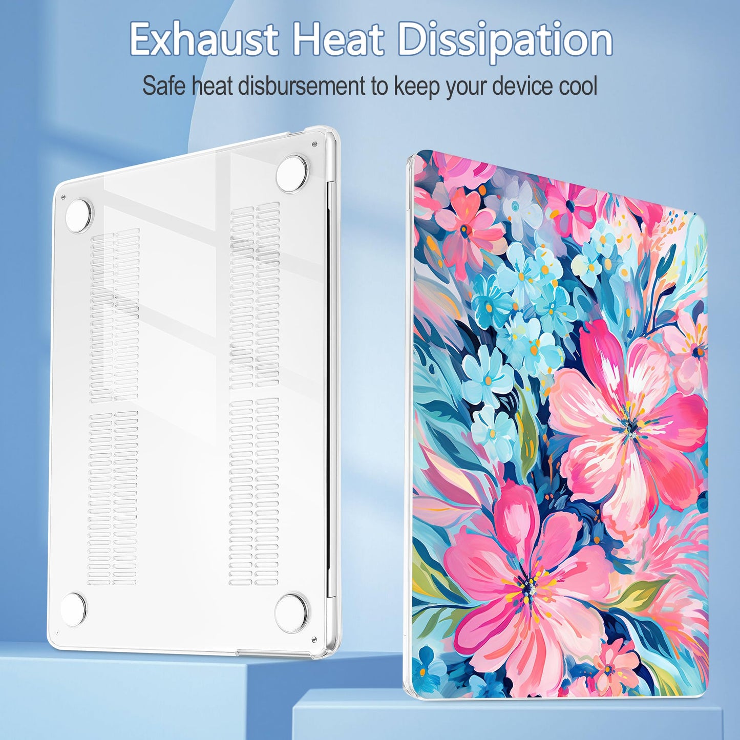 Mektron Case for 2026 MacBook Air 15 INCH M5 A3448 Compatible with M4 A3241 /M3 A3114 /M2 A2941 Printed Plastic Hard Shell Cover with 15.3" Liquid Retina Display Touch ID- Hand-Painted Flowers