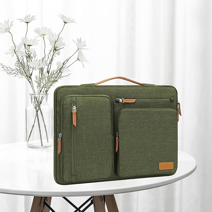 MOSISO 360 Protective Laptop Case 13 inch, 13 inch Laptop Sleeve Compatible with MacBook Air M4 M3 M2 M1 2025-2018/Pro M2 M1 2025-2016, Side Open Carrying Case with 4 Zipper Pockets&Handle,Olive Green