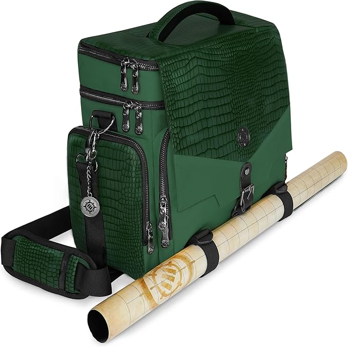 ENHANCE Travel Bag for DND Collector's Edition, Bag Compatible with Dungeons and Dragons, Battle Mat Holder, Dice Pockets and Accessories, Carry 4-8 Books (Blue Dragon)