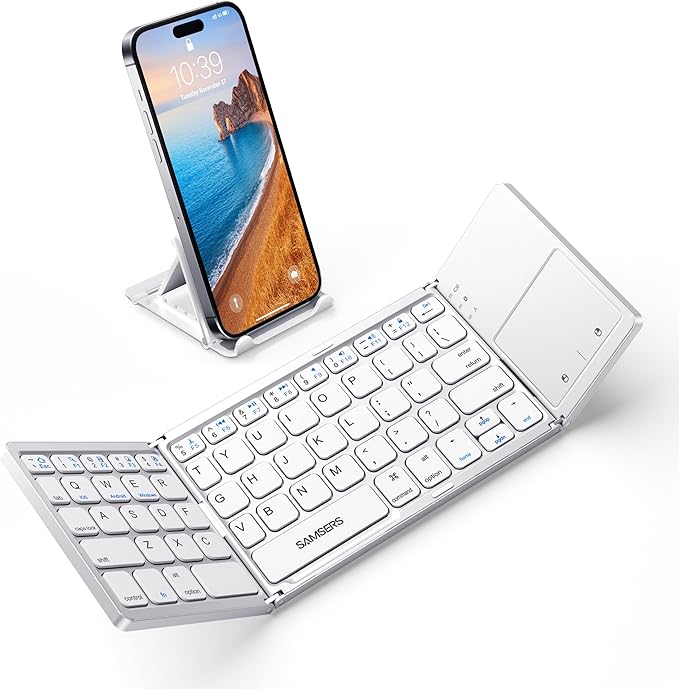 Samsers Foldable Bluetooth Keyboard with Touchpad, Ultra Slim Compact