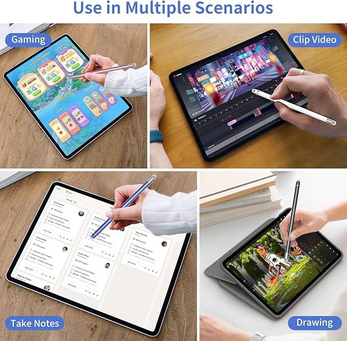 Stylus Pen for Touchscreen,2-in-1 High Sensitivity & Precision Stylus Pen,Suitable for Ipad/iPhone/Android Tablets,Compatible with All Touch Screen Devices(3 Stylus-Silver/Blue/Rose Gold)