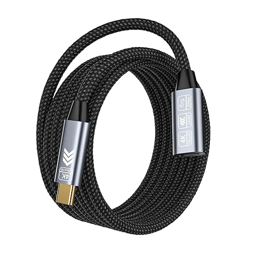 HOTUTUKI USB C Extension Cable 16.5FT, 20Gbps/100W USB3.2 Type C Extender Cord, 4K@60Hz Video Output Nylon Braided USB C Male to Female Extension Charging Cable Compatibility with Thunderbolt 4/3