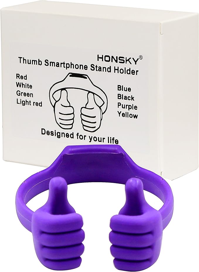 Honsky Thumbs-up Cell Phone Stand Holder, Tablet Stand Cradle for Desk Desktop Smartphone Cellphone Mobile Phone Tablets – Universal Adjustable Flexible, Purple