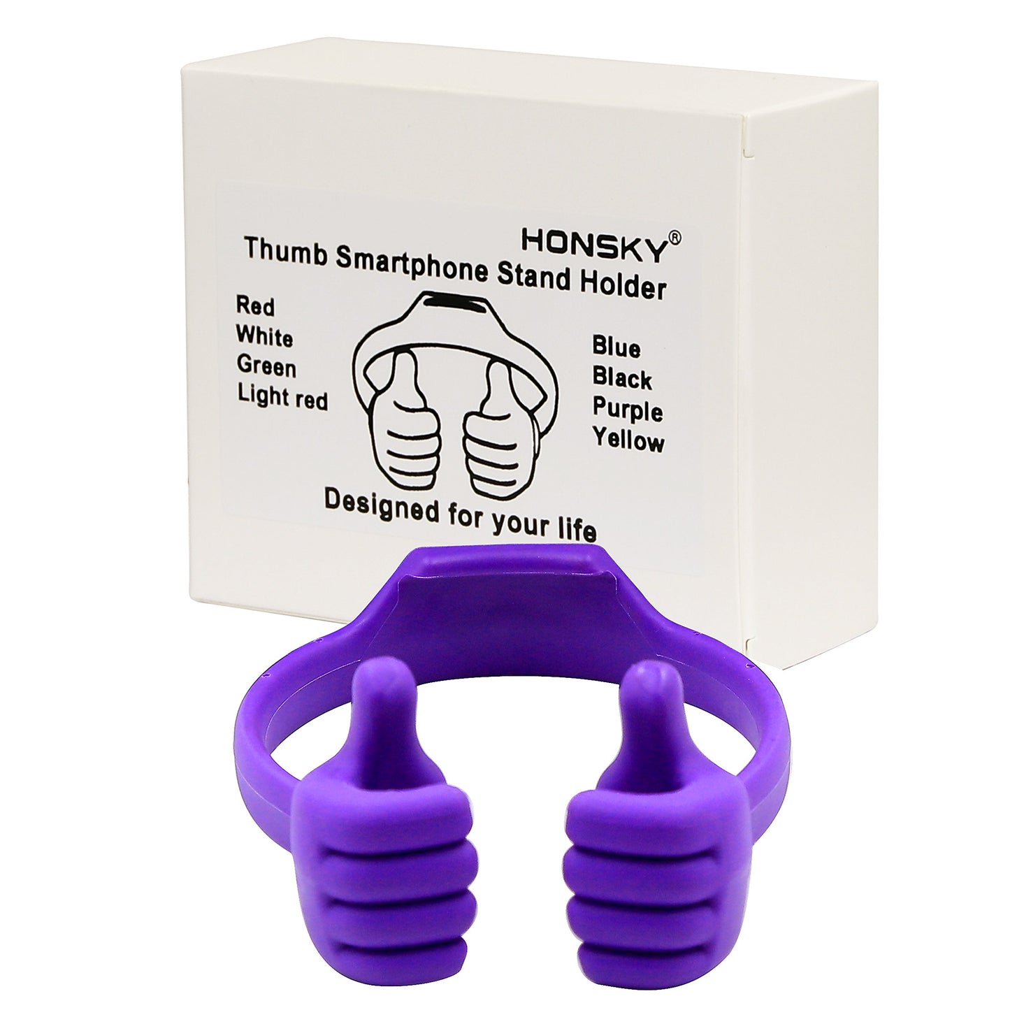 Honsky Thumbs-up Cell Phone Stand Holder, Tablet Stand Cradle for Desk Desktop Smartphone Cellphone Mobile Phone Tablets, Universal Adjustable Flexible, Purple