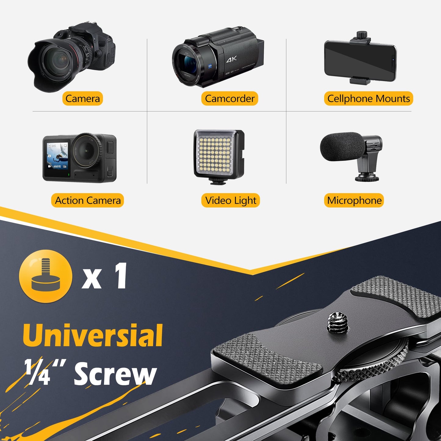 Zeadio Camera Video Rig Cage, Aluminum Filmmaking Movie Making Kit with Top Handle & Arca Type Base, Compatible with All DSLR Camera and Camcorder