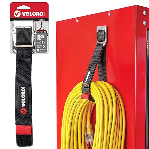VELCRO Brand Magnetic Straps – Reusable Cord, Hose & Tool Organizer for Metal Surfaces, Valentine Gifts for Men - EASY HANG Garage, Workshop, RV Storage - Medium 16in x 1in