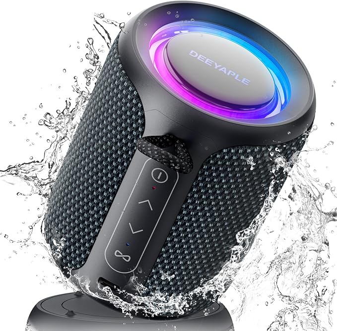Bluetooth Speaker Wireless,IP67 Waterproof & Dustproof Portable Speaker with Lights,15W Loud Stereo Sound, 2500mAh Battery All Day Playtime, TWS Pairing, BT5.3, Home/Party/Outdoor/Beach (Blue)