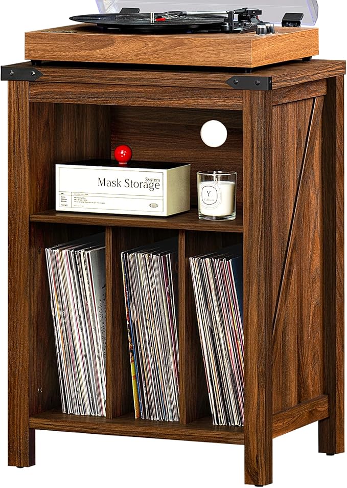 Joaxswe Record Player Stand with Vinyl Record Storage