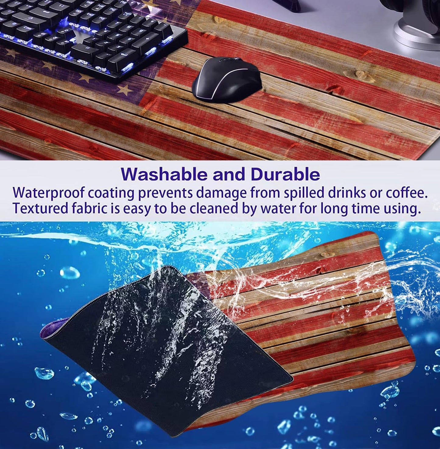 American Flag Gaming Mouse Pad, Suitable for Office and Study Keyboard Pads