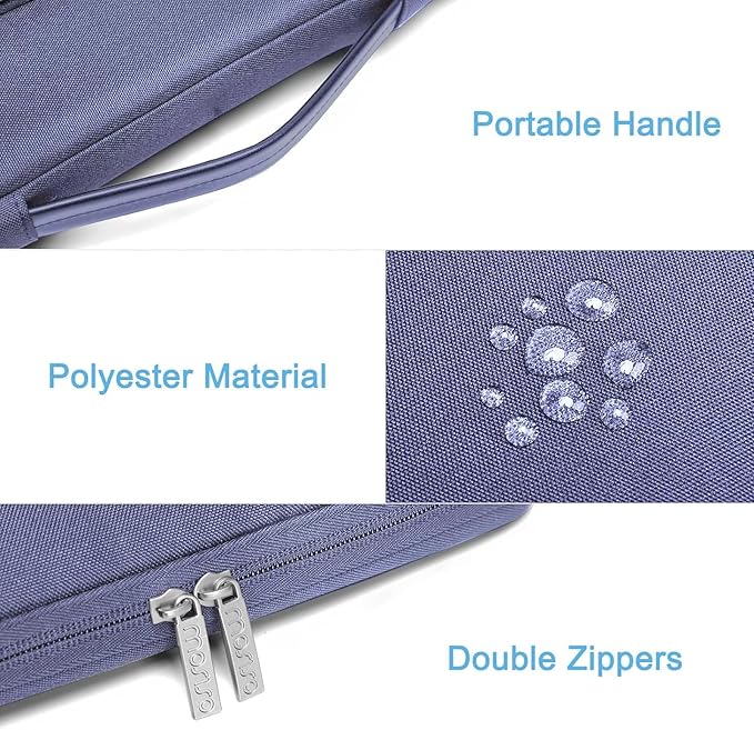 MOSISO 360 Protective Laptop Case 13.3 inch, 13-13.3 inch Laptop Sleeve Compatible with MacBook Air/Pro 13 / Pro 14, HP Dell ASUS Lenovo, Side Open Bag with 2 Raised&1 Flapover Pockets, Lavender Gray