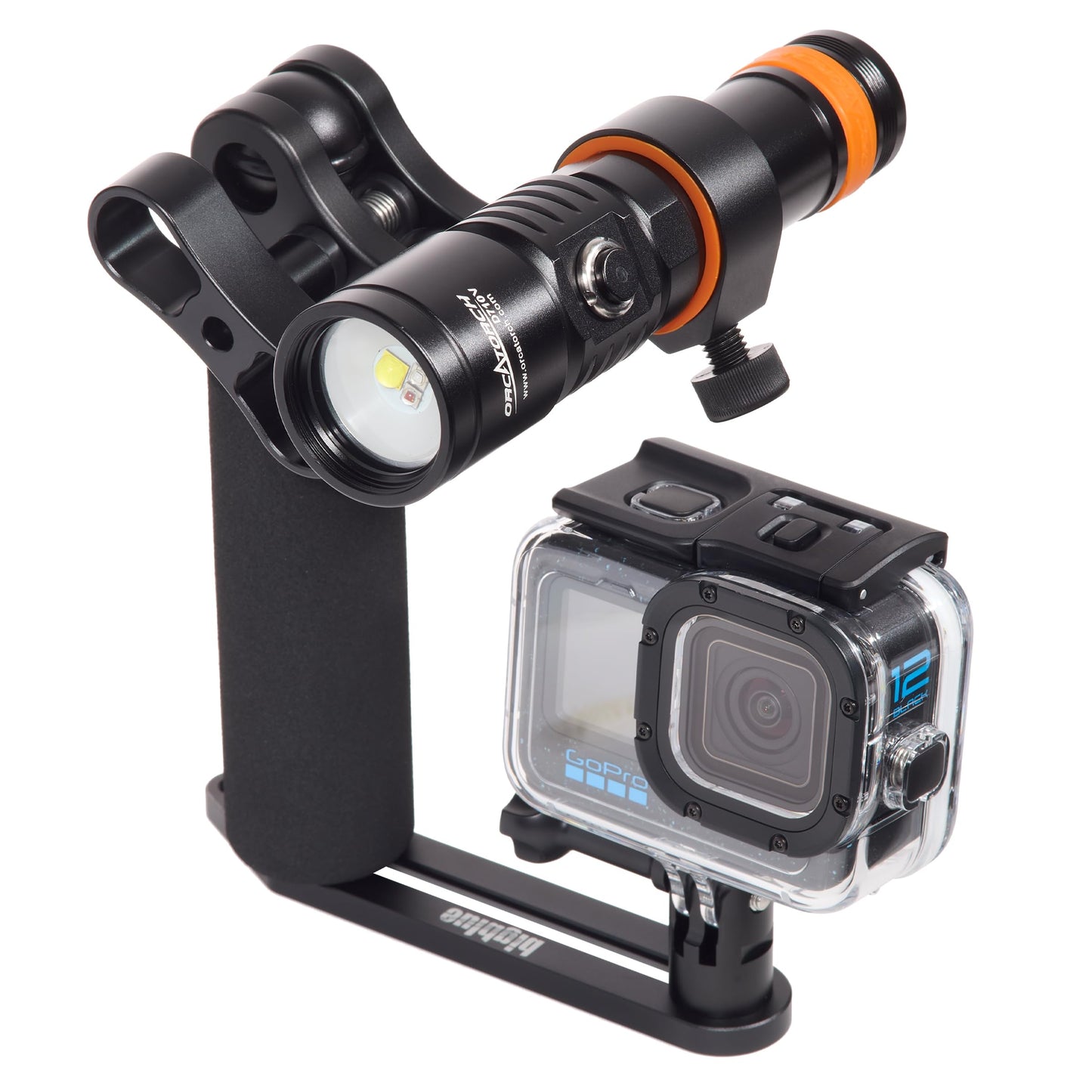 GoPro HERO12 Waterproof Action Camera Dive Kit with 5.3K60 UHD Video, 27MP HDR Photos - Bundle with Protective Housing, Video Light Pack, Camera Tray, Double Clip, 64GB microSD Card