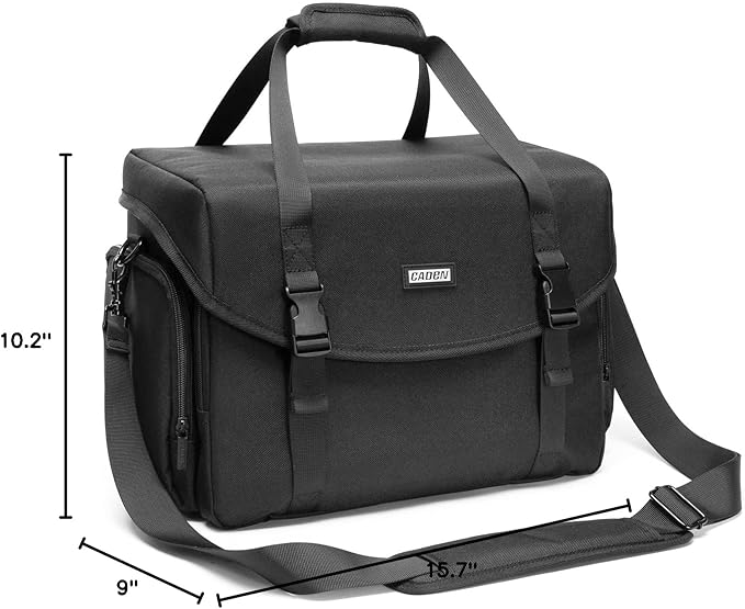 CADeN Camera Bag Case Shoulder Messenger Bag with Tripod Holder Compatible for Nikon, Canon, Sony, DSLR SLR Mirrorless Cameras Waterproof (Black, Large)
