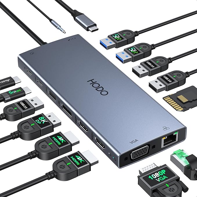 USB C Docking Station Dual Monitor for HP,Laptop Docking Station 3 Monitors