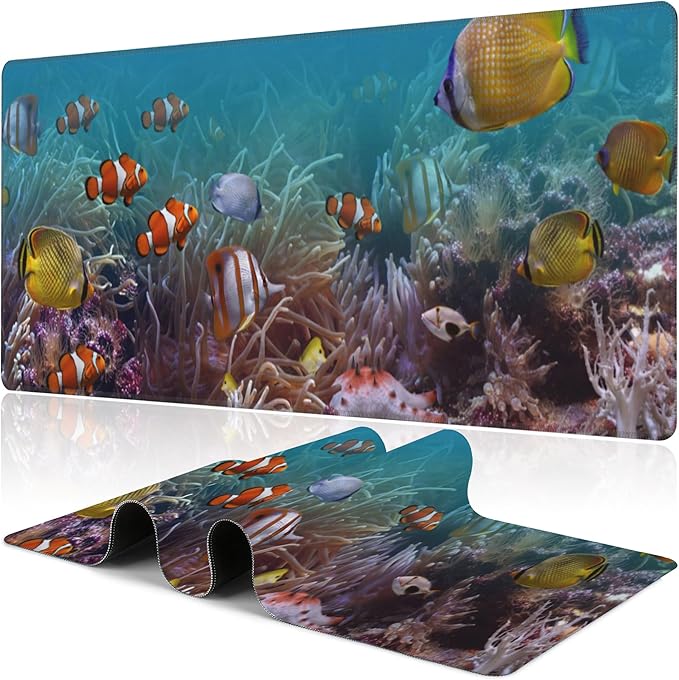 Wildflowers and Insects Desk Mat,Large Cute Flowers Butterflies and Dragonflies Gaming Keyboard Mouse Pad,Non-Slip Rubber Base Desk Pad Thick Stitched Edges Waterproof Mousepad Mouse Mat 31.5"x11.8"