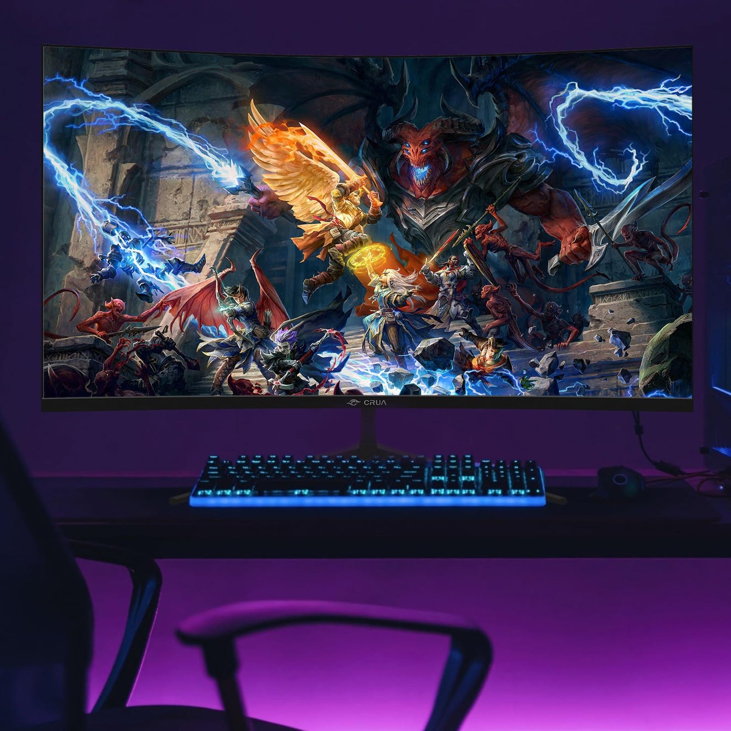 CRUA 32" FHD 200Hz Curved Gaming Monitor, 1800R, AMD FreeSync, Black