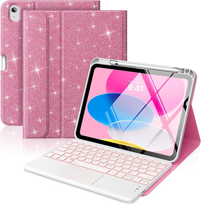 MoKo Touch Keyboard Case for iPad (A16) 11th/10th Gen, Lavanda