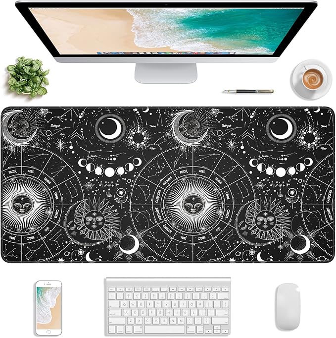 Atufsuat Extended Gaming Mouse Pad, XXL Large Desk Pad 30 x 14 Inch, Big Computer Keyboard Mousepad, Waterproof Mouse Mat with Stitched Edges and Non-Slip Base for Women Office Gaming