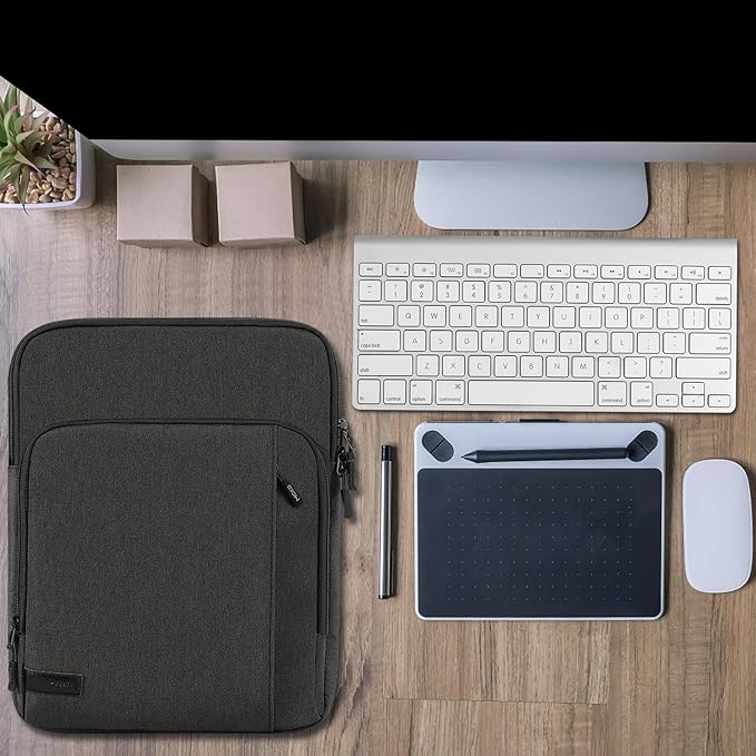 MoKo Laptop Sleeve Bag for 13.3-14 Inch, Notebook Carrying Case with Pocket Fits New MacBook Pro M3/M2 14" /13" M2/M1 Pro/M1 Max 14.2 2023-2021/Air 13.6" M2 2022, Surface Pro 9/8 13", Black & Gray